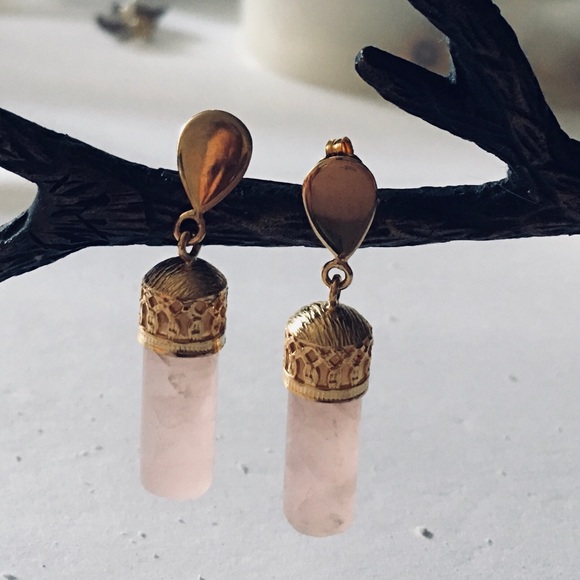 NWOT Pink Quartz Earrings+Necklace Gold-filled Set - Picture 4 of 10